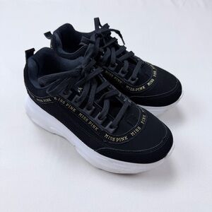 Miss Pink Black and White Women's platform Sneakers